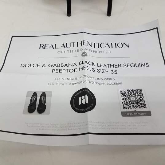 Dolce & Gabanna Leather Sequins Peeptoe Heels Size 35 image number 5