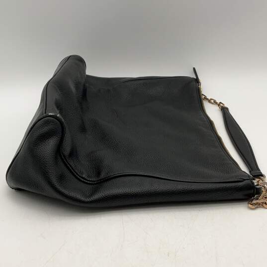 Tory Burch Womens Black Gold Semi Chain Strap Inner Zipper Pocket Tote Handbag image number 6