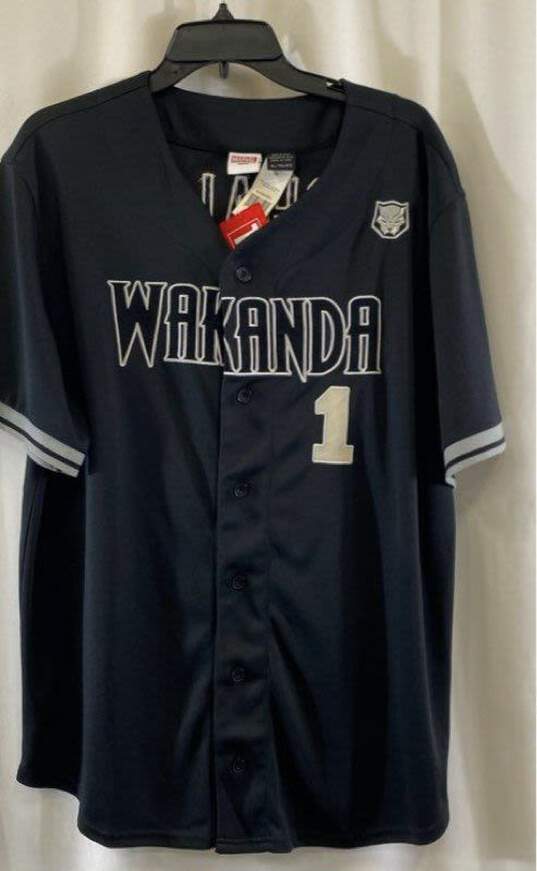 NWT Marvel Unisex Adults Black T'Challa Wakanda Baseball Jersey Size XL image number 1