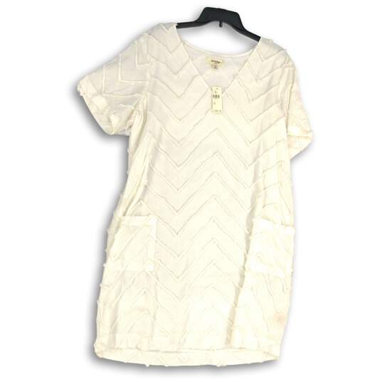 NWT Porridge Womens Sweater Dress Pullover Knitted Short Sleeve White Size XL image number 1