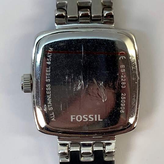 Designer Fossil ES-2283 Silver-Tone Square Analog Quartz Wristwatch image number 1