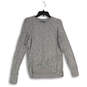 Womens Gray Heather Crew Neck Criss Cross Hem Pullover Sweatshirt Size XS image number 1