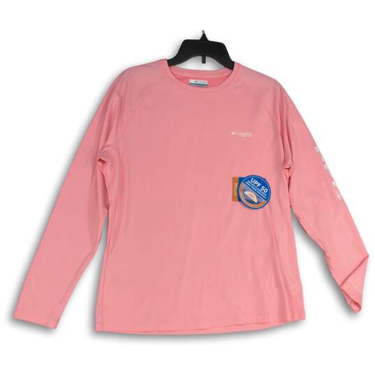 NWT Columbia Womens Pink Omni Shade Sun Deflector Long Sleeve Pullover T-Shirt L image number 1