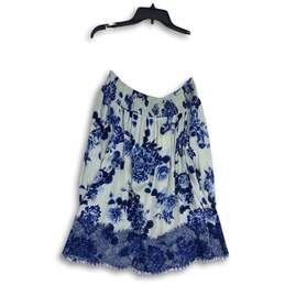 Chelsea & Theodore Womens White Blue Floral Off The Shoulder Blouse Top Size S