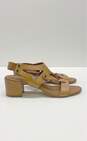 Tod's Leather T Strap Cut Out Slingback Sandals Tan 10 image number 1