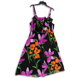 Womens Multicolor Floral Round Neck Spaghetti Strap A-Line Dress Sz 14/16