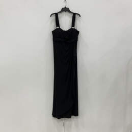 Womens Black Sleeveless Back Zip Sweetheart Neck Ruffled Maxi Dress Size 16 alternative image