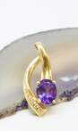14K Yellow Gold Amethyst & Diamond Accent Pendant 2.6g image number 2