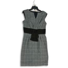 NWT Worthington Womens Gray Plaid Split Neck Sleeveless Sheath Dress Size 10