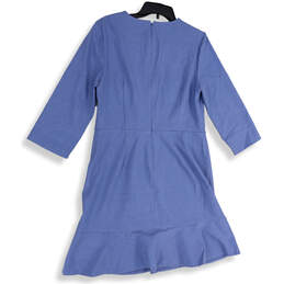 NWT Womens Blue 3/4 Sleeve Round Neck Knee Length Sheath Dress Size 12 alternative image