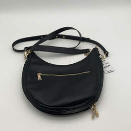NWT Womens Black Gold Leather Inner Pockets Detachable Strap Zip Hobo Bag alternative image