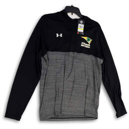 NWT Mens Black Gray Kay #16 Quarter Zip Hooded Pullover Sweatshirt Size M
