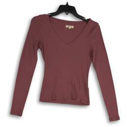 Madewell Womens Purple Long Sleeve V-Neck Pullover T-Shirt Size Small