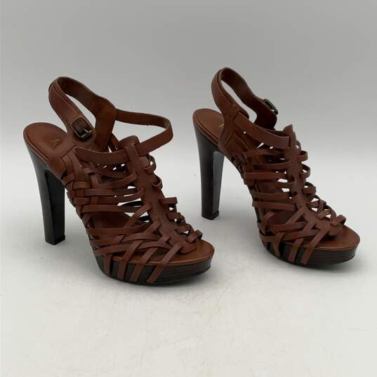 Ralph Lauren Womens Brown Open Toe Stiletto Heel Slingback Sandal Size 6.5B image number 2