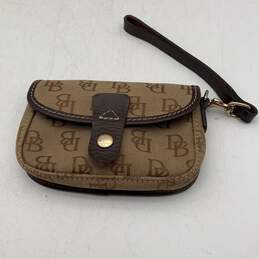 Dooney & Burke Womens Black Brown Signature Print Zipper Shoulder Bag Wallet Set