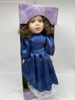 Classical Treasures Doll Collection Fine Bisque Porcelain Blue Satin Dress