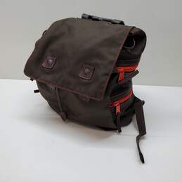 Mulholland Brown and Red Nylon Knapsack With Leather Accents