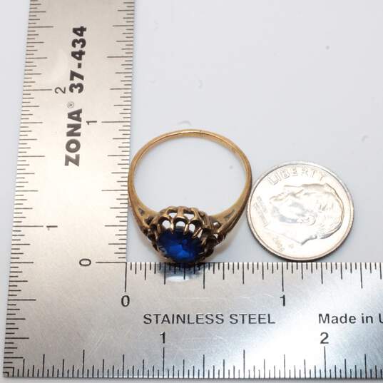 Vintage 10K Yellow Gold Blue Spinel Ring Size 8.25 - 2.6g image number 7