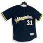 Mens Navy Authentic Collection Milwaukee Bryan Shaw #21 MLB Jersey Size 40 image number 1