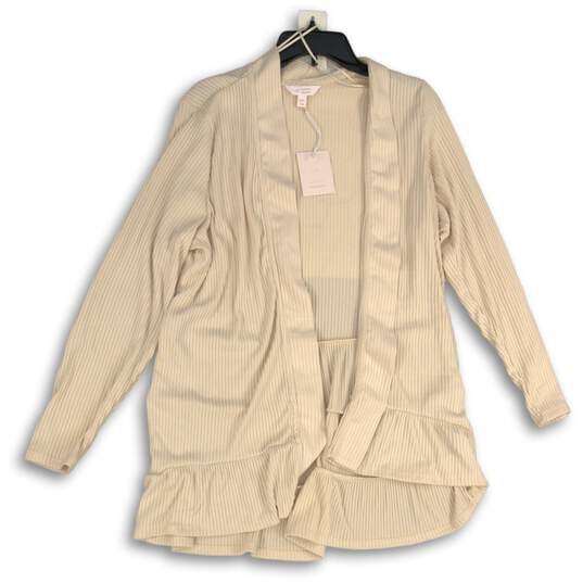 NWT Lauren Conrad Womens Tan Long Sleeve Open Front Cardigan Sweater Size XXL image number 1