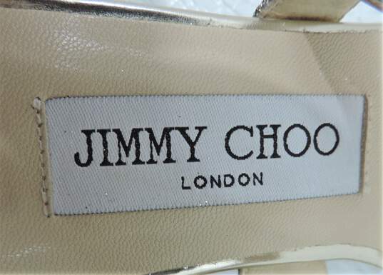 Jimmy Choo Chiara Light Bronze Glitter Demi-Wedge Sandals Sz 36 W/COA image number 7
