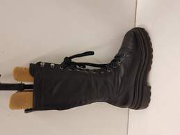 SCHUTZ Molly Black Leather Mid Lace Zip Combat Boots Shoes Women's Size 6.5