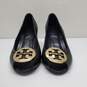 Tory Burch Peep Toe Black Leather Wedges Women's 5 image number 2