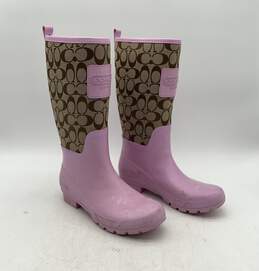 Coach Outlet Signature Brown/Pink Rubber Rain Boots Women's Size 8 alternative image