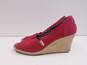 TOMS Classic Red Canvas Wedge Heels Shoes Size 10 M image number 3