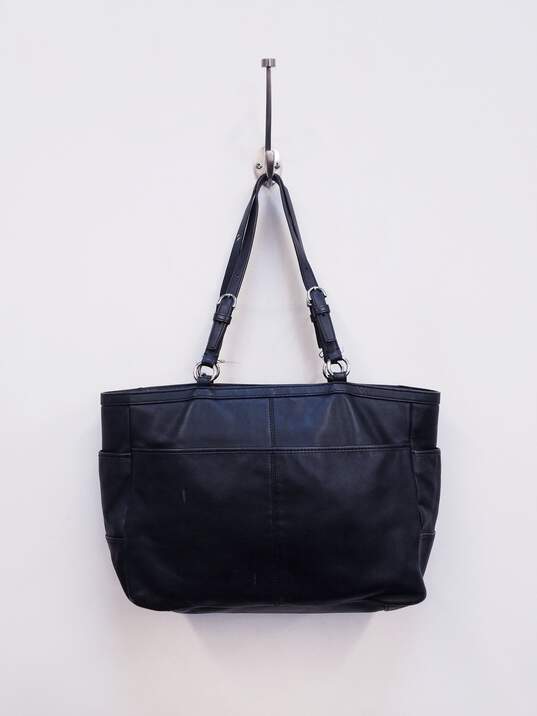 COACH F17722 Gallery East West Black Leather Medium Tote Bag Handbag image number 2