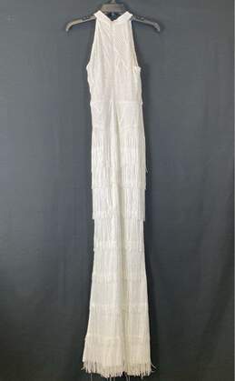 NWT Love & Lemonade Womens White Layered Fringe Trim Sequin Maxi Dress Size M alternative image