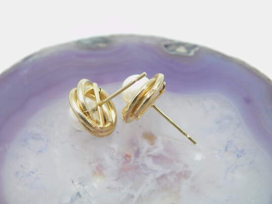 14K Yellow Gold Pearl Stud Earrings 1.2g image number 2