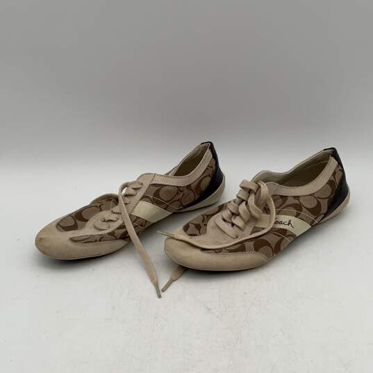 Coach Womens Baylee Beige Brown Signature Print Lace-Up Sneaker Shoes Size 8.5 image number 3