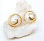 14K Gold White Blister Pearl Spiral Overlay Omega Clip Post Earrings 12.2g image number 2
