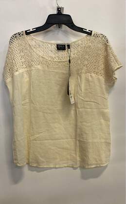 NWT ONLY Womens Ivory Embroidered Short Sleeve Pullover Blouse Top Size Medium alternative image