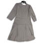 Womens Gray V-Neck Knee Length 3/4 Sleeve Pullover A-Line Dress Size 14 image number 2