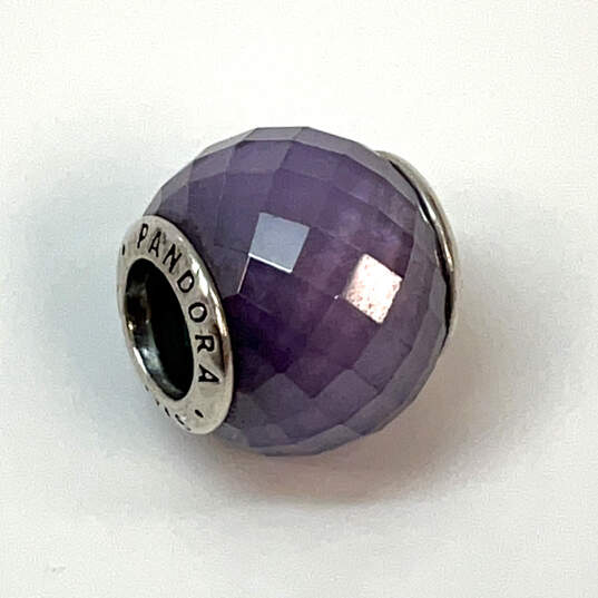 Designer Pandora 925 ALE Sterling Silver Purple Facets Murano Beaded Charm image number 4