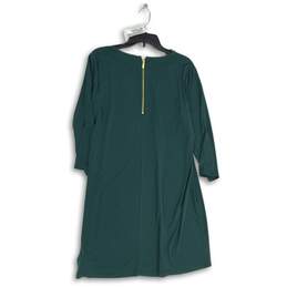 NWT Michael Kors Womens Green Round Neck 3/4 Sleeve Back Zip Shift Dress Sz XL alternative image