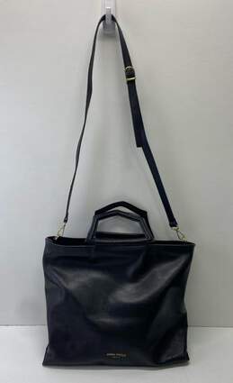 Anna Paola Black Leather Crossbody Handbag