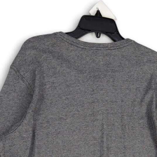 Mens Gray Long Sleeve Henley Neck Stretch Pullover T-Shirt Size Large image number 4
