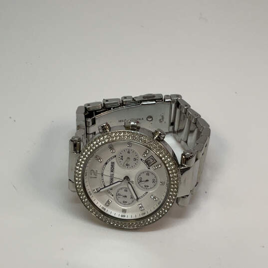 Designer Michael Kors MK-5358 Silver-Tone Stainless Steel Analog Wristwatch image number 3