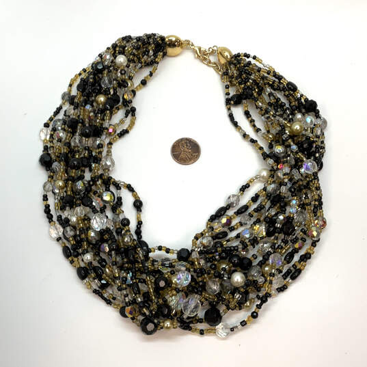 Designer Joan Rivers Gold-Tone Pearl Black Multi Strand Beaded Necklace image number 4