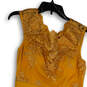 Womens Gold Lace Key Hole Back Sleeveless Bodycon Dress Size Large image number 3