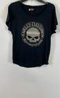 NWT Harley Davidson Womens Black Graphic Print Round Neck Pullover T-Shirt Sz S image number 1