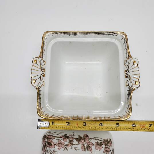 Royal Semi Porcelain Gold Trim Floral John Maddock & Sons Lidded Dish +Extra Lid image number 2