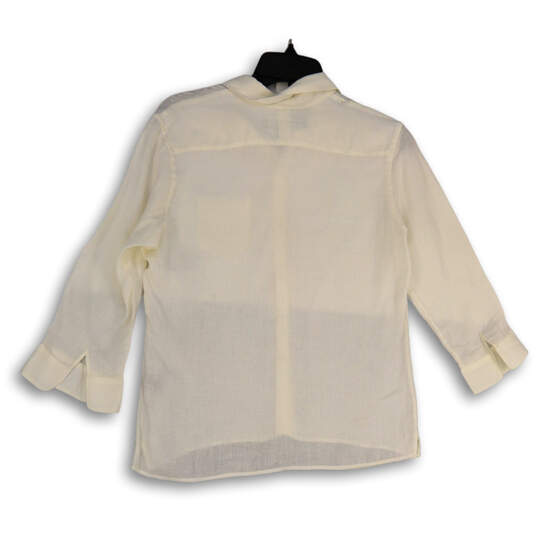 Womens White Spread Collar Long Sleeve Classic Button-Up Shirt Size 12 image number 2