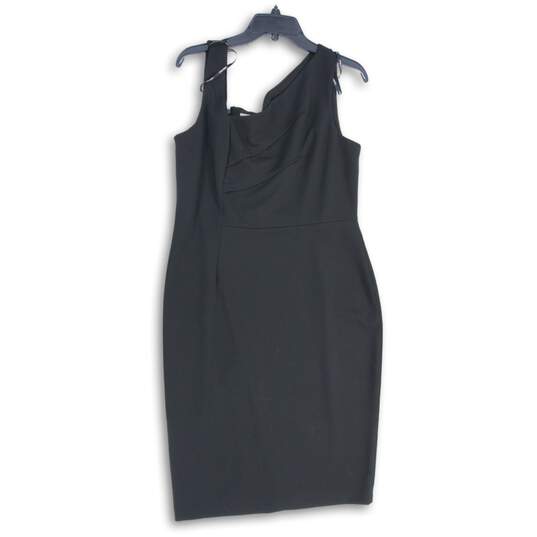 NWT Calvin Klein Womens Black Asymmetrical Neck Sleeveless Mini Dress Size 12 image number 1