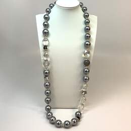 Designer Joan Rivers Silver-Tone Black Sea Pearl Lobster Clasp Beaded Necklace