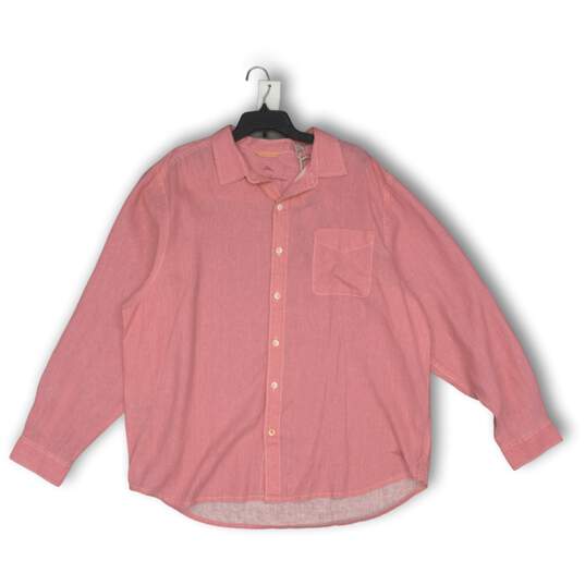 Tommy Bahamas Mens Button-Up Shirt Fuschia Bloom Spread Collar Pink Size XL image number 1