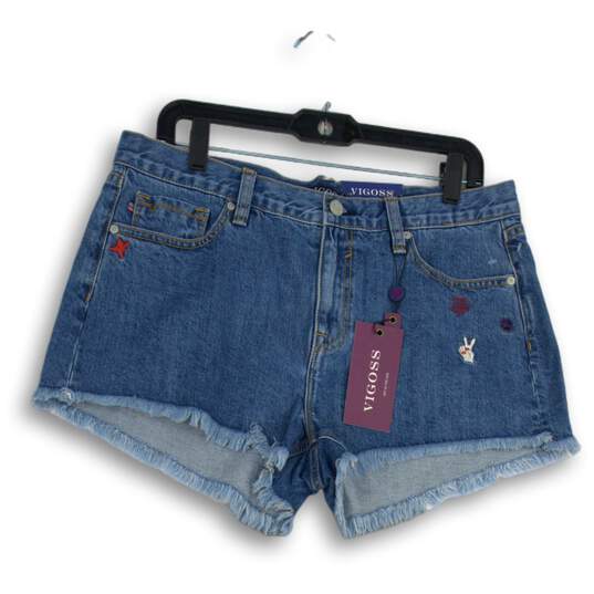 NWT Womens Blue Light Wash Stretch Pockets Denim Cut-Off Shorts Size 30 image number 1